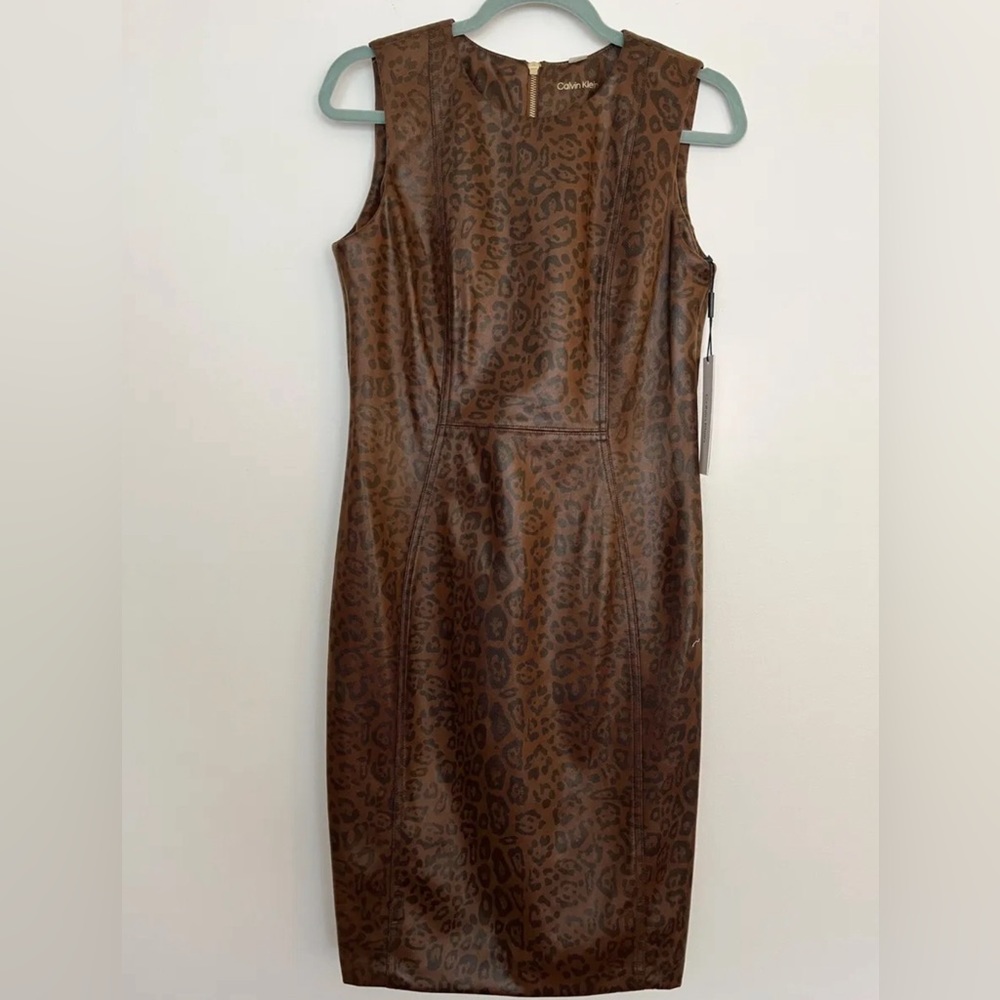 Calvin Klein Animal Print Sleeveless Sheath Dress Size 6